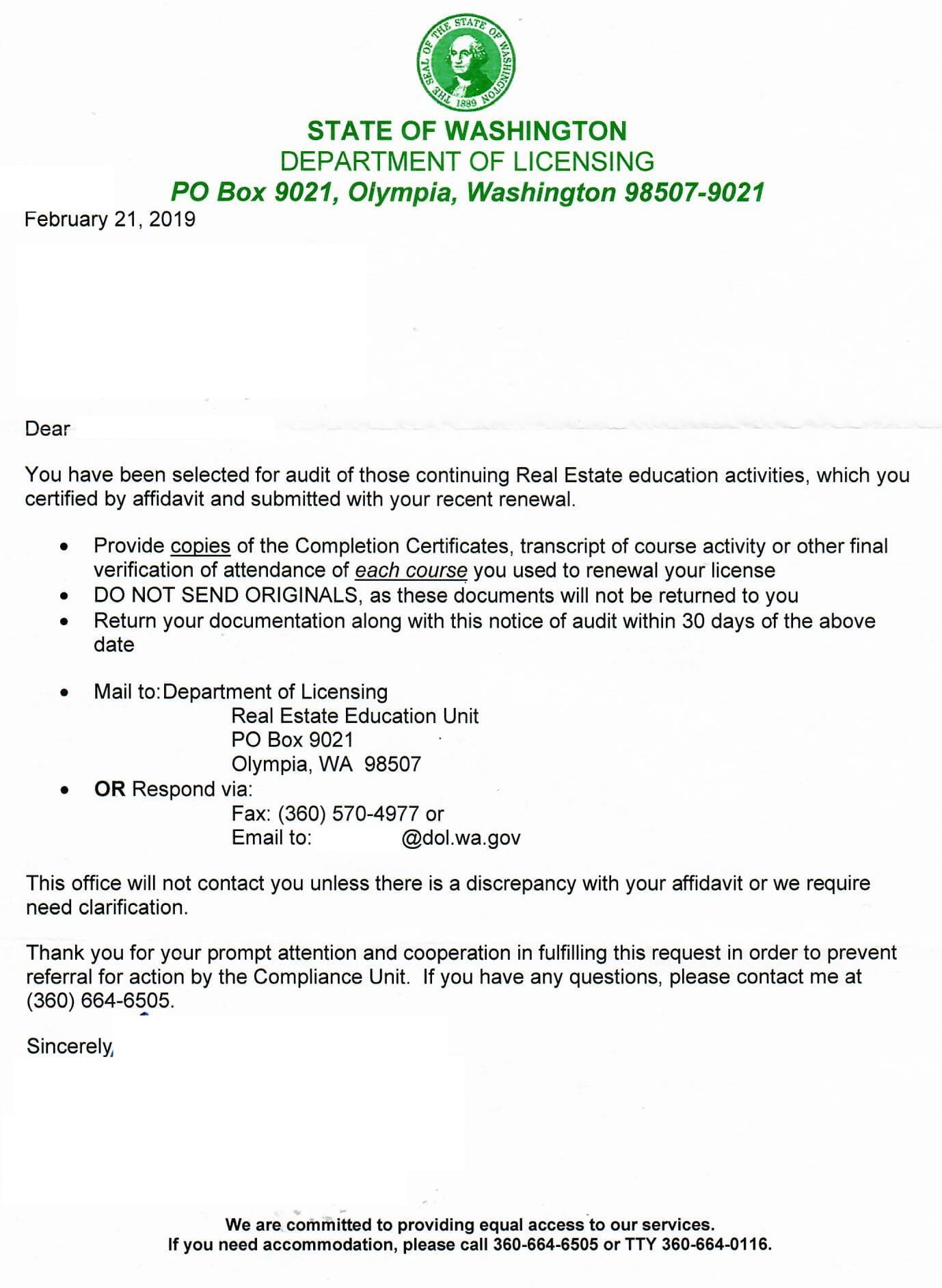 What does a Washington Real Estate Audit look like?